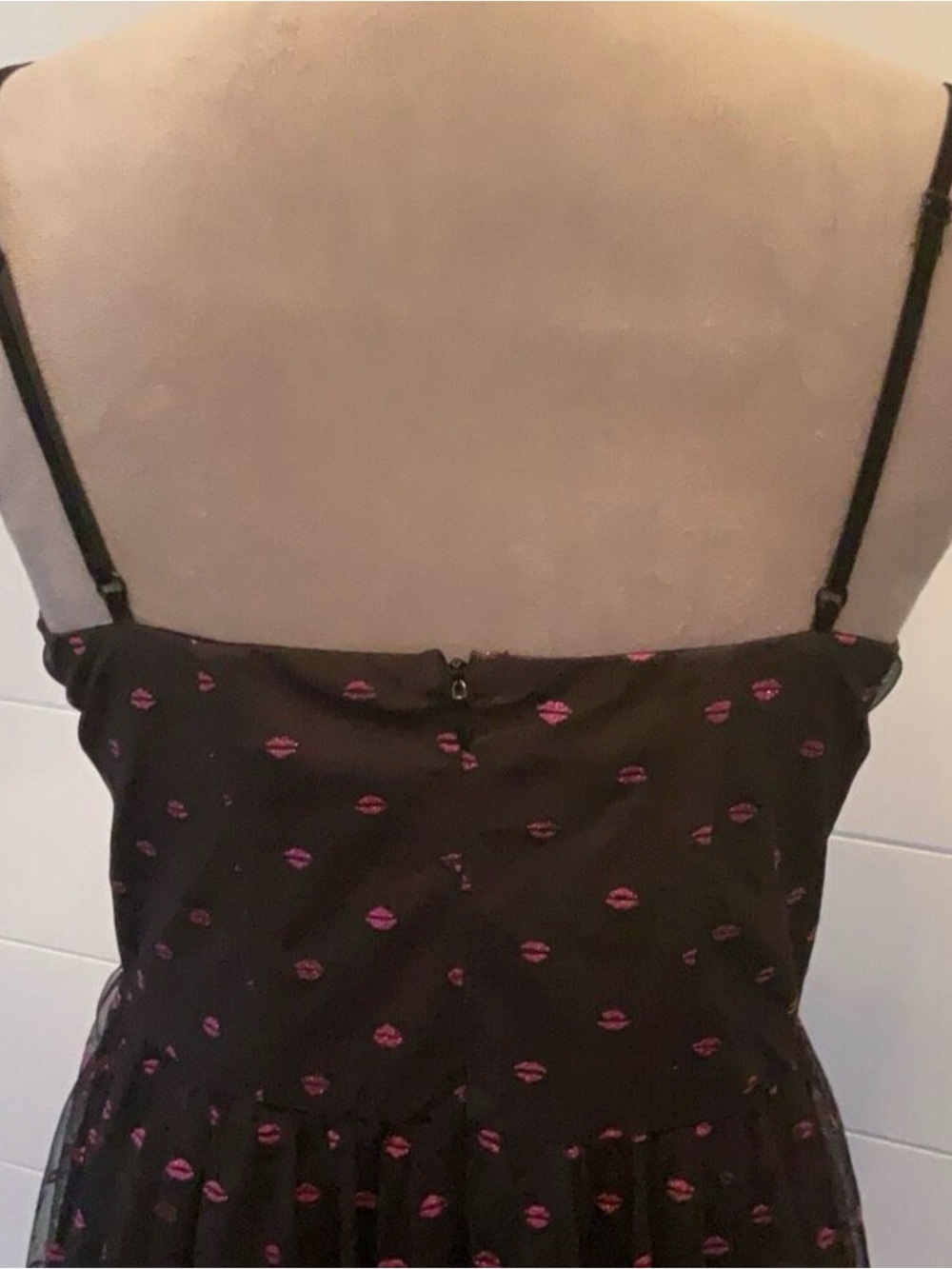 Betsey Johnson Tulle Bustier Midi Dress Glitter Lip Print 10 - Picture 6 of 10
